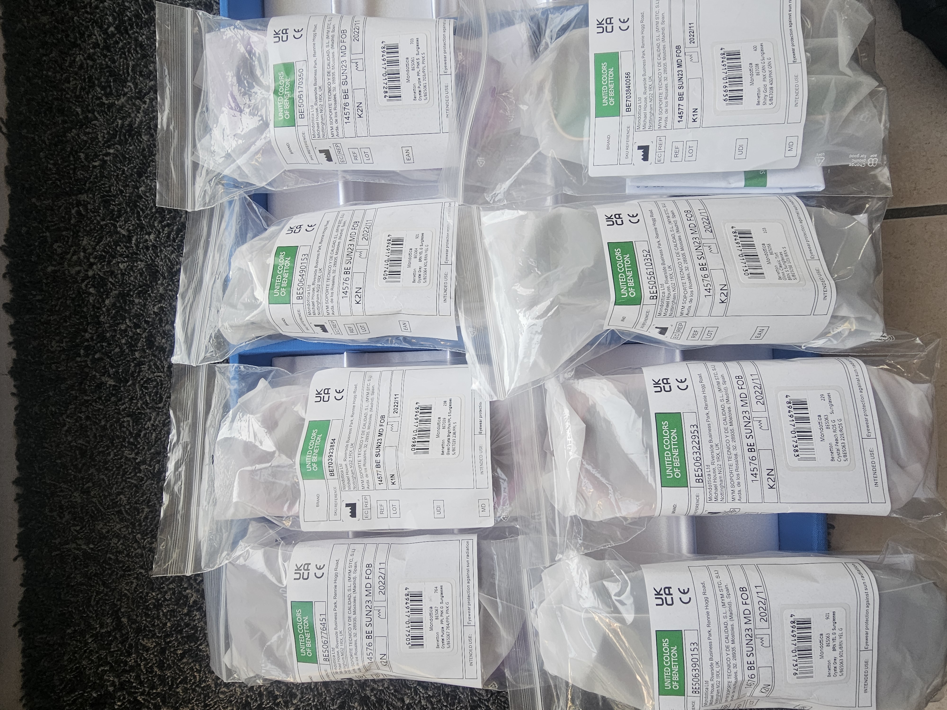 🕶️ Benetton Sonnenbrillen – 16 Stück – Neu & OVP – Originalware – VK 49–99 € / Stück