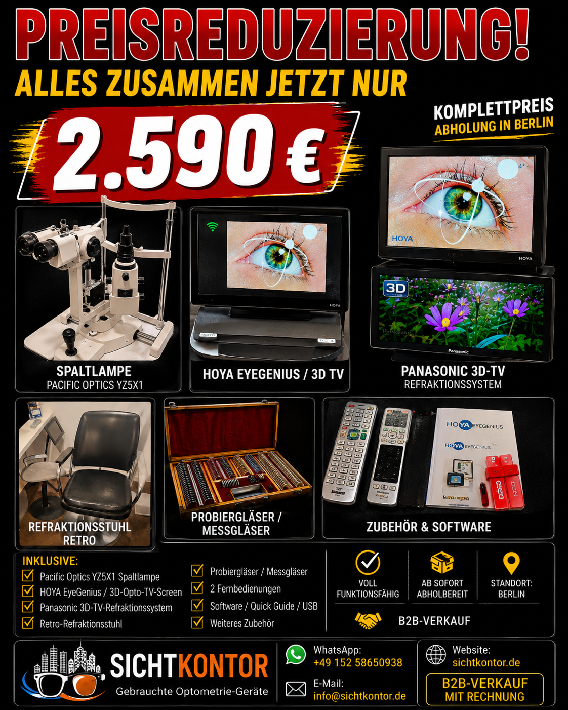 Optiker-Komplettausstattung – HOYA EyeGenius, Spaltlampe & 3D-Refraktion