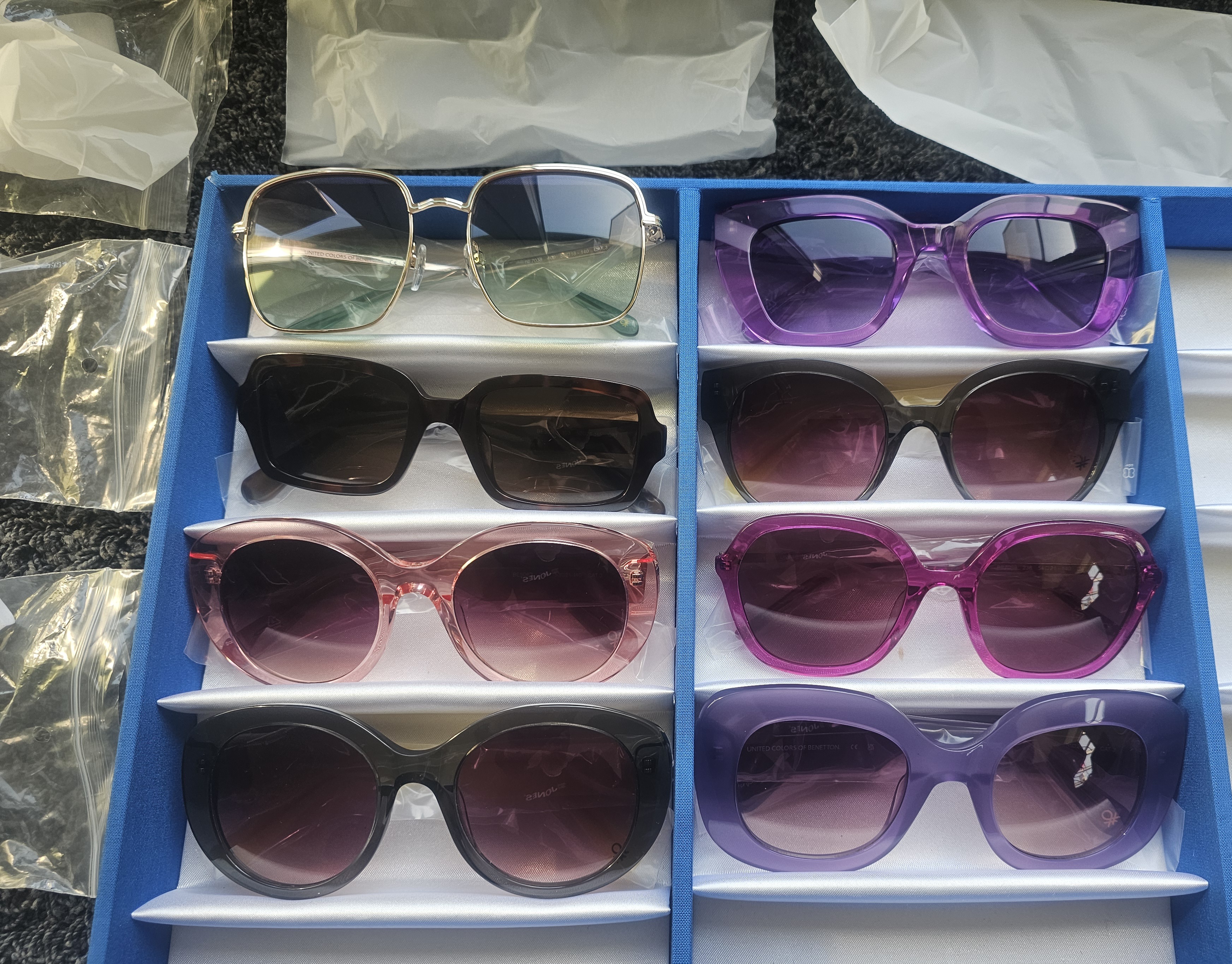 🕶️ Benetton Sonnenbrillen – 16 Stück – Neu & OVP – Originalware – VK 49–99 € / Stück