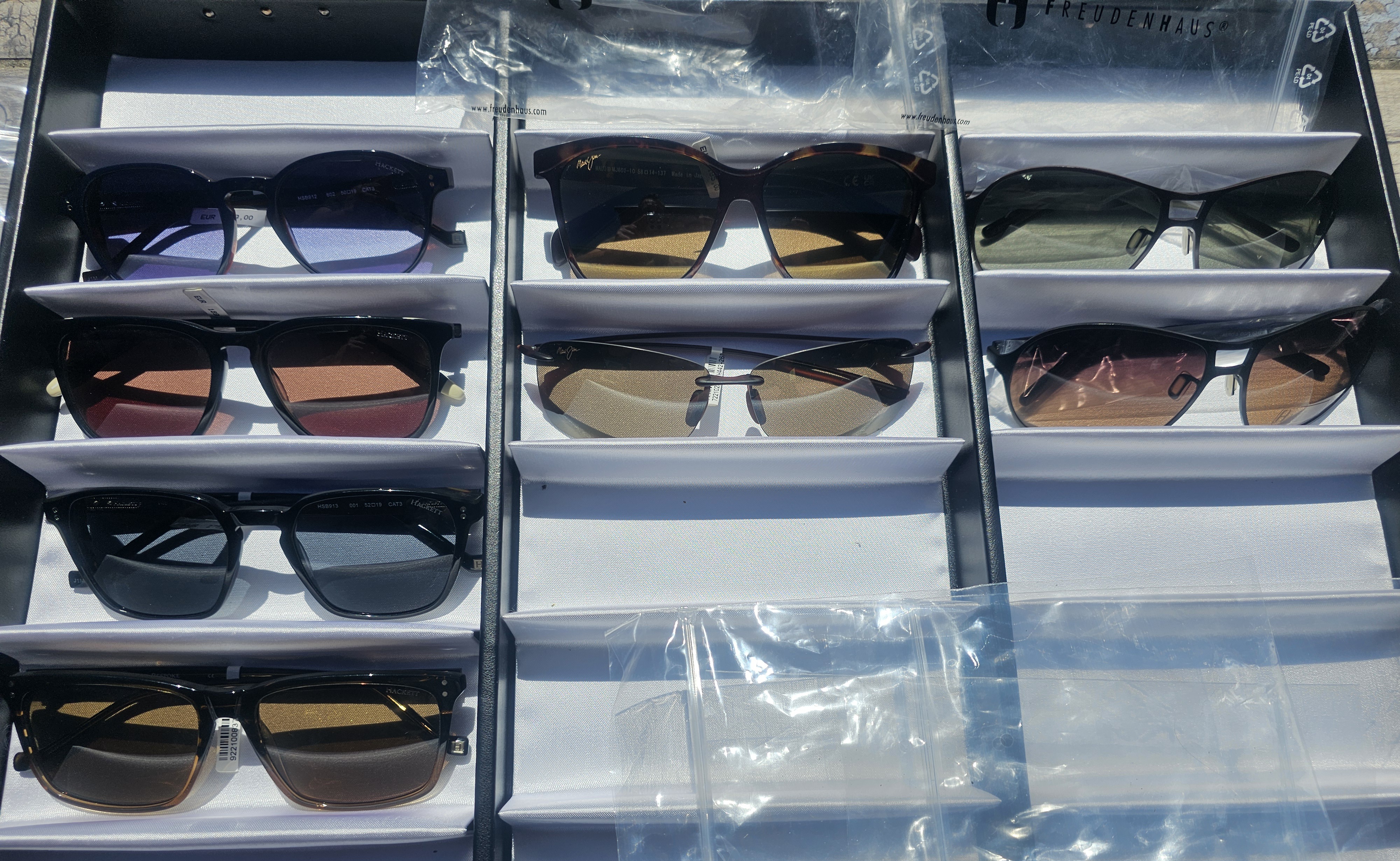 🕶️ Posten Designer-Sonnenbrillen 8 Stück – Freudenhaus, Hackett Bespoke & Maui Jim 😎 Neuware